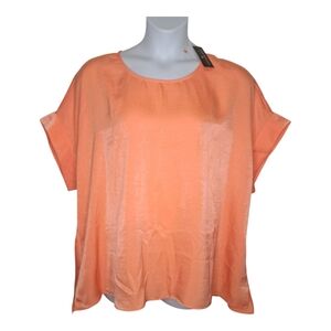 Worthington Woman Top #945-0385 Boatneck Blouse Size 2XL Fresh Salmon 1/2 Sleeve